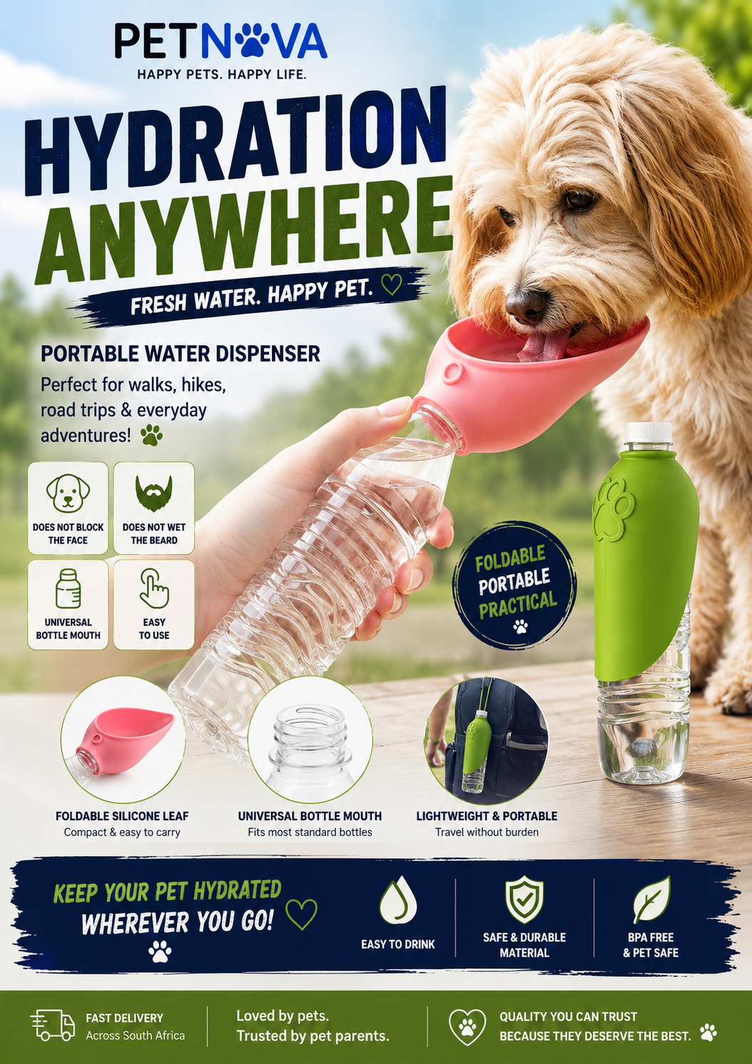 PetNova™ HydroGo Portable Pet Water Dispenser